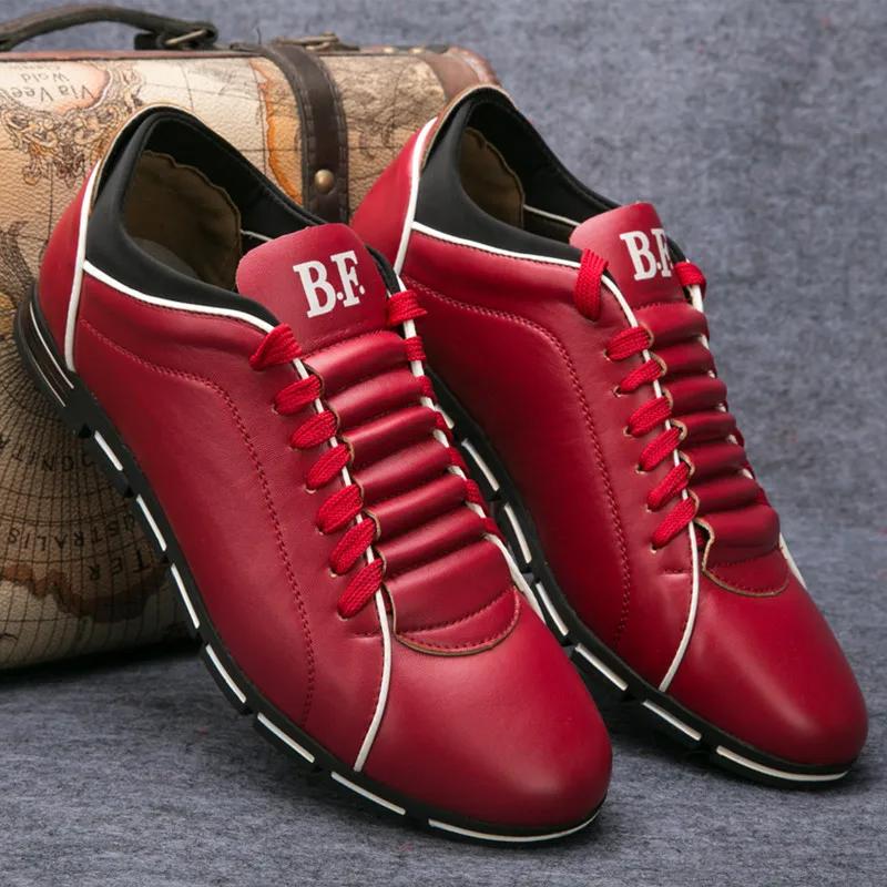 Men's Casual Leather Shoes Men Sneakers British Style Round Head Lace Up Sports Shoes Man Outdoor Large Size Flats Shoes for Men