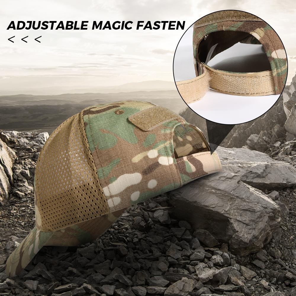Outdoor Skull Camo Baseball Hat Tactical Army Fans Duck Tongue Hat Velcro Grid Embroidered Hat Sun Protection Hat