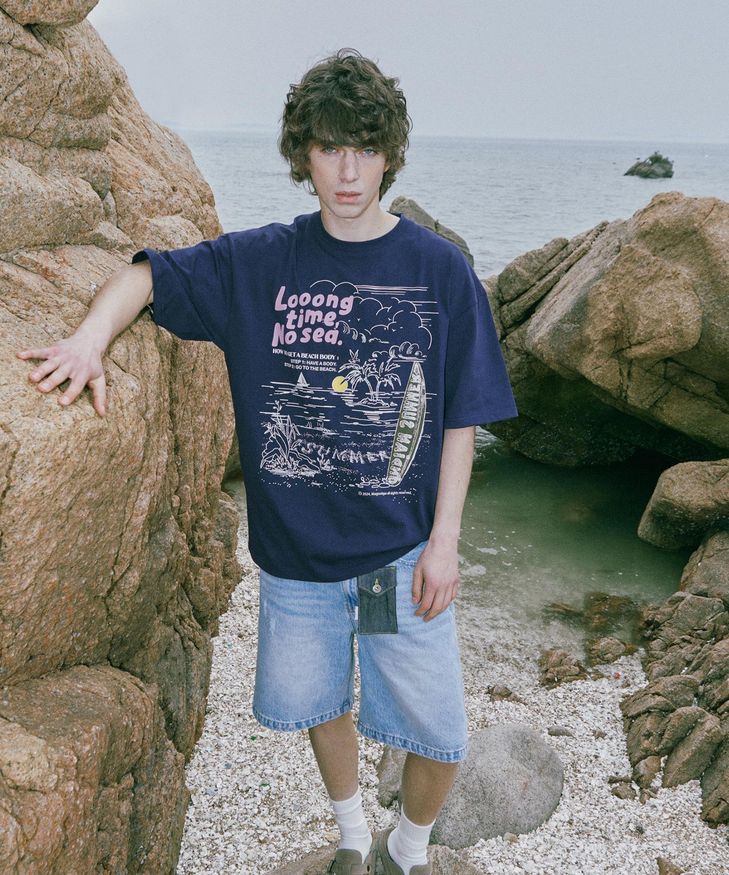 Mc Wood Gun Swagver 3573 Beach Oversized Navy Short Sleeve Tee M