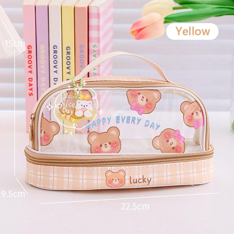 Kawaii Transparent Pencil Case Large Capacity Organizer Pen Box Korean Pouch for Girls Back To School Supplies Stationery