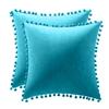 Set of 2 Velvet PIllowcase Solid Cushion Cover with Pom Poms Ball Throw Pillow Covers for Home Bed Sofa Decor 45X45  30X50 Cm