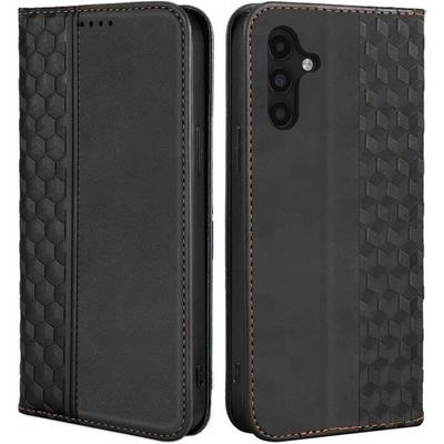 Protective Case - BOOLING - for Samsung Galaxy A54 5G - Black Synthetic Leather - Magnetic Closure - Luxury