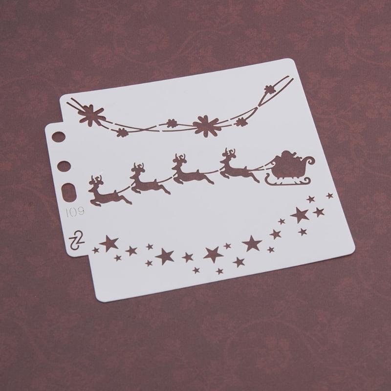 Exquisite Christmas Spraying Drawing Template Portable Washable 3-ring Loose-leaf Stencils Reusable Anti-break for Kids