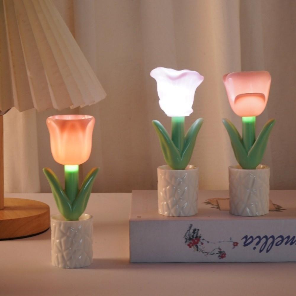 Creative Flower Shape Tulip Nightlight Home Decoration Photo Prop Bedside Lamp Desktop Gift Table Lamp Bedroom