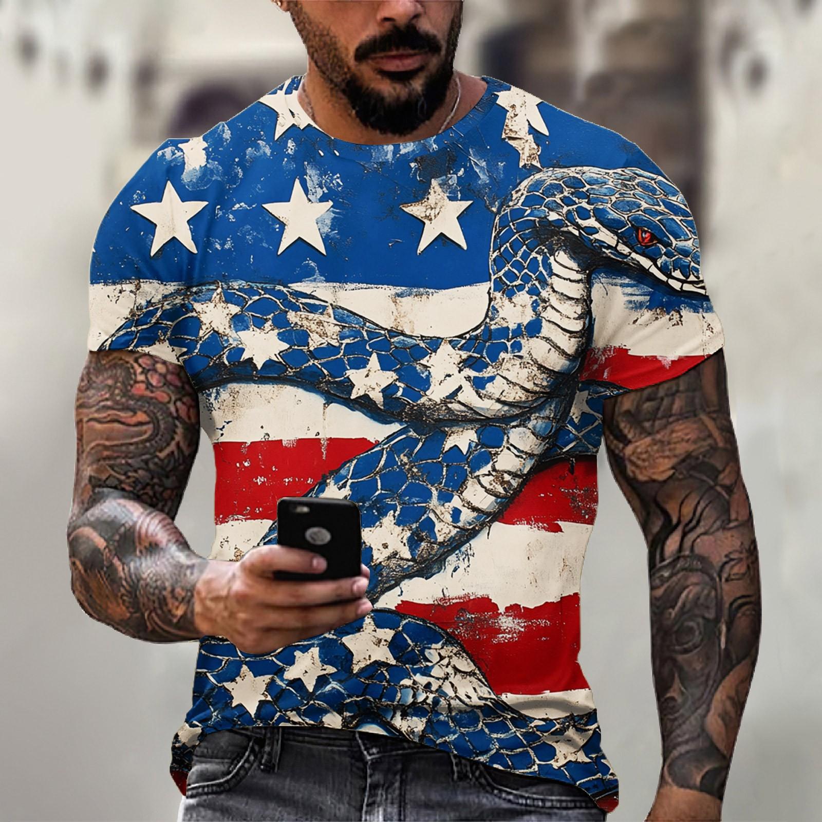 

Мужская футболка с круглым вырезом и короткими рукавами с принтом «День независимости» XL