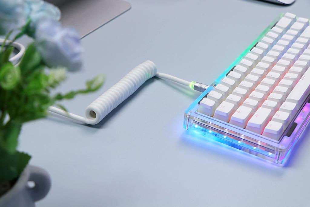 EPOMAKER Puff Aviator Coiled USB Cable, Type-C Detachable Mechanical Gaming Keyboard Cable for WindowsMacGamers, Compatible with RT100TH68 PROTH80