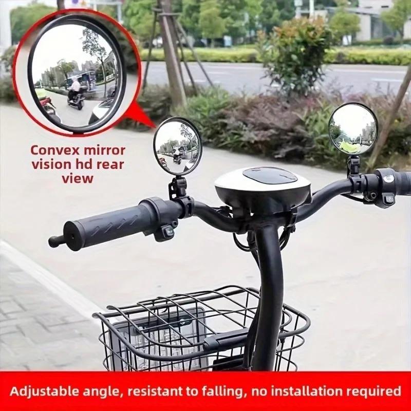 1Pc/2Pcs/4Pcs 360 Degree Electric Scooter Rearview Mirror Rotatable Adjustable Rear View Glass Replacement Wide Angle Convex Surface