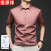 Hengyuanxiang Men's Silk Blend Short Sleeve Casual Shirt