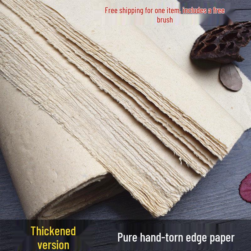 Handmade Thickened Deckle Edge Calligraphy Paper, 78x48cm, Semi-ripe, 1 Ream, Free Shipping, Gridless 78x48cm