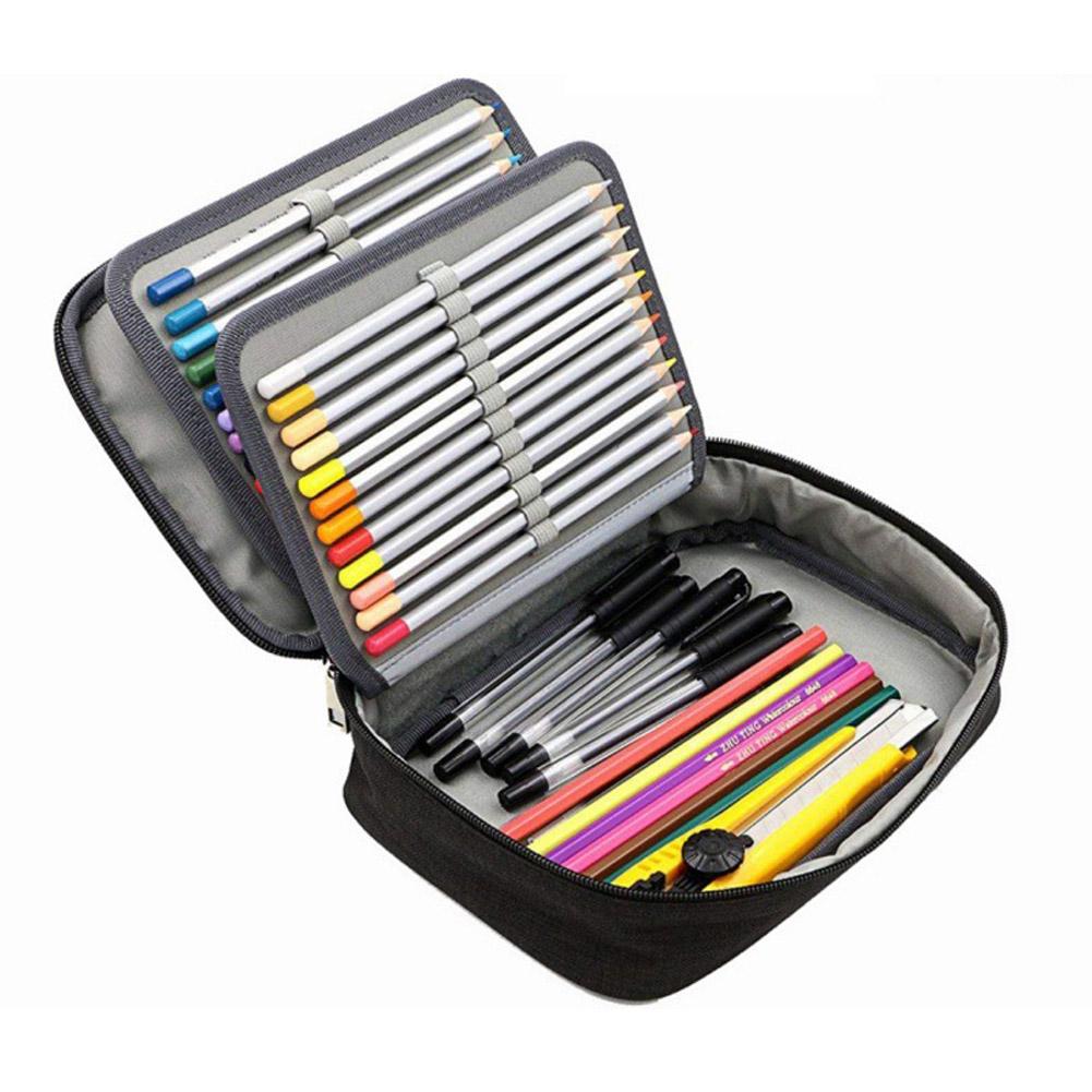 Large Capacity Stationery Storage Bag With Zipper Lnner Pocket 72 Holes Pencil Case  Simple Canvas Stationery Supplies