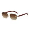 Wood-grain Glasses Temple Frameless Sunglasses Multicolor Men UV400 Eyewear  Unisex