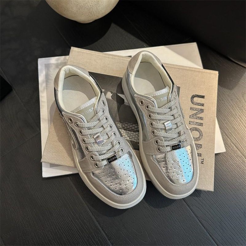 Autumn platform color matching women s Korean version lace-up breathable board shoes women s white shoes 35