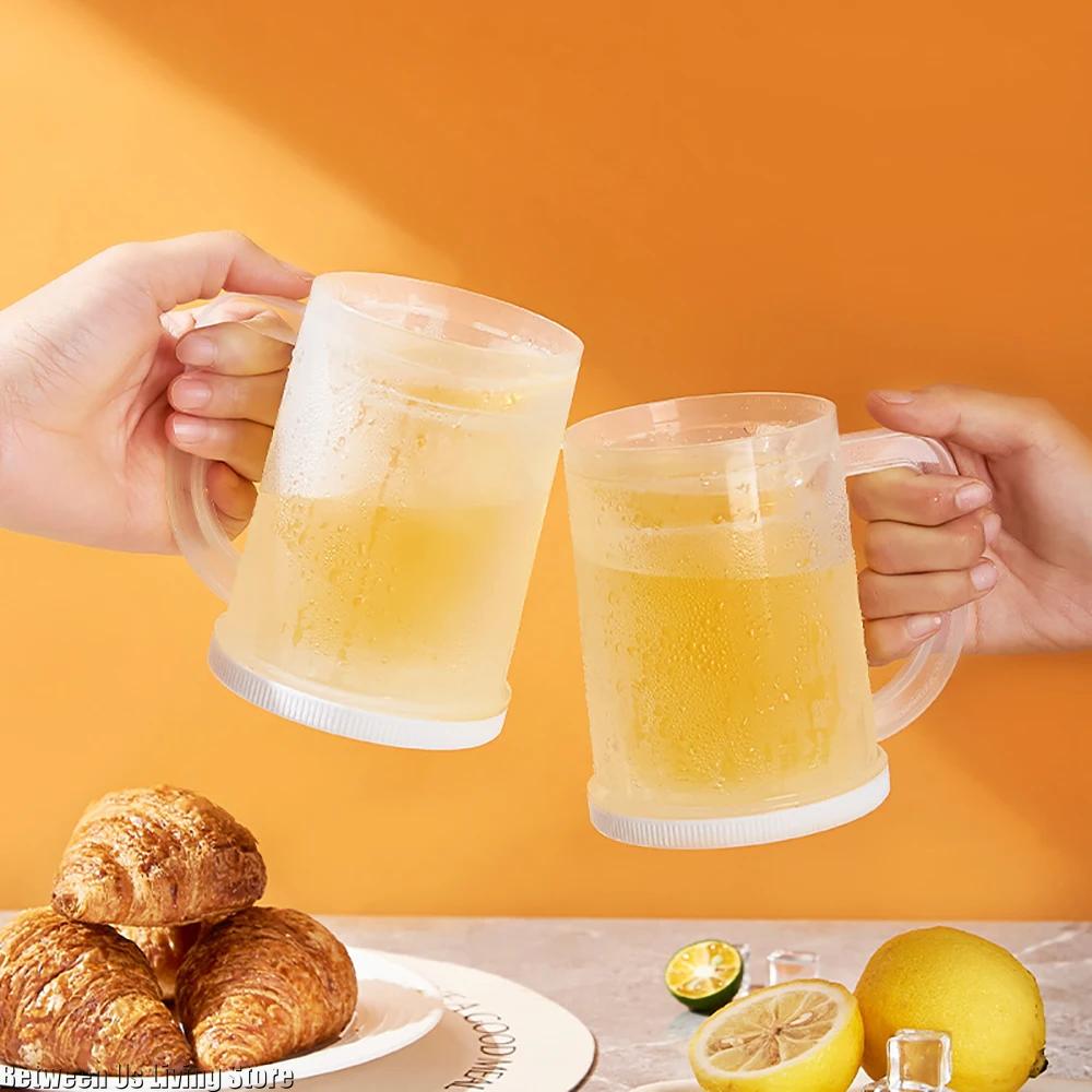 Tasse à Glace Double Couche Congélation Rapide Tasse à Bière Verres Transparents Sans Fuite Sans Dilution pour l'Été Chaud Maison