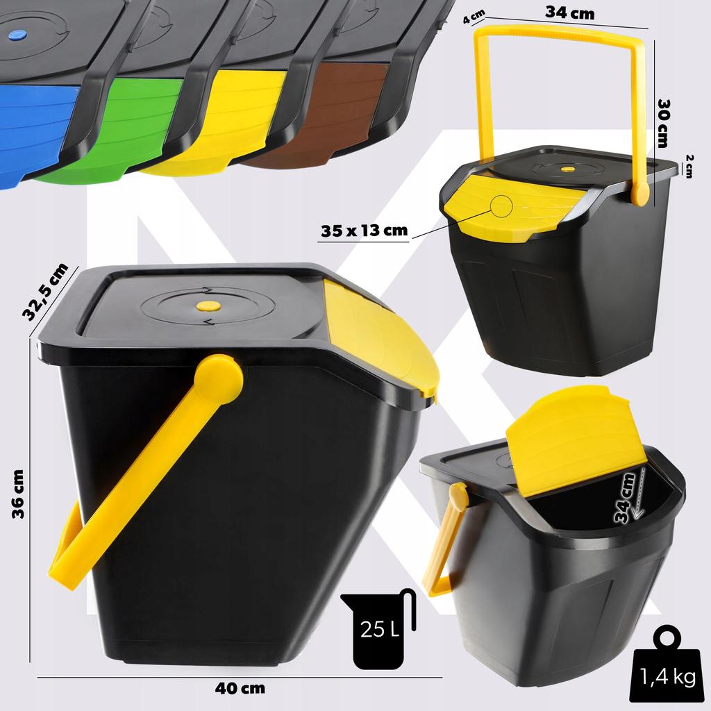 KADAX Trash Can Container for Sorting Set 25L