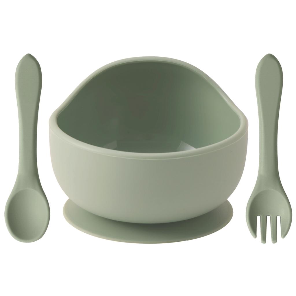 Color Kids 3-delat Silikon Baby Matset Sugskål BPA-fri Småbarn Självmatning Träningssked Gaffel Porslin Gåvor