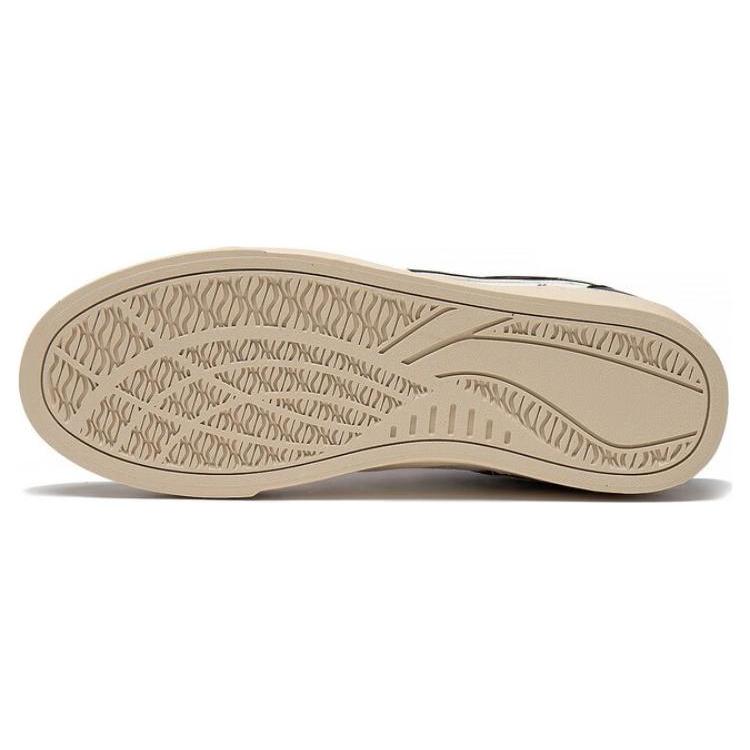 OSWALD x Li Ning Wave 180 Abrasion Resistant Breathable Mid top Skateboard Shoes Women's White Black AECT020-1