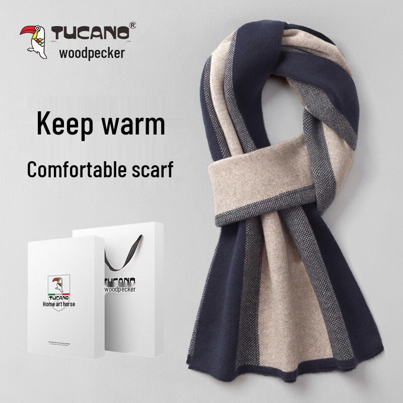 

Woodpecker Men s Wool Blend Plaid Winter Scarf