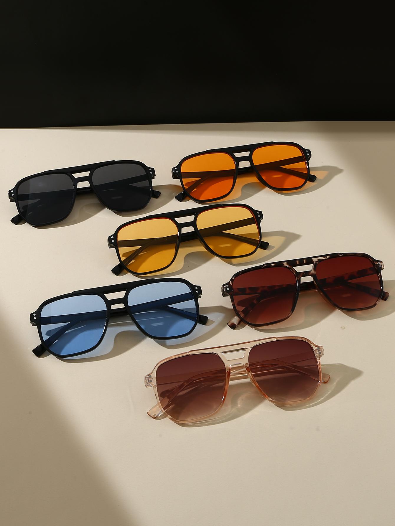 

6Pcs Fashionable Casual European and American Popular Style Decorative Glasses Multi-Color Lens Combination Packaging Suitable