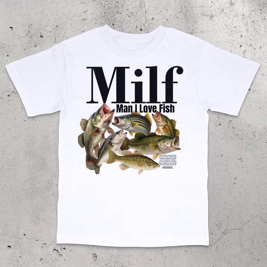 I Love Fish T-Shirt Retro Fishing Shirt Bass Fishing T-Shirt Funny Fishing Shirt Stupid Meme Shirt Brain Rot Women Y2k Clothing