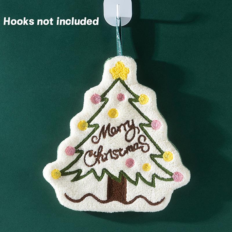 Christmas Hand Towel Cartoon Gingerbread Man Snowman Coral Fleece Towel Christmas Home Kitchen Bathroom Decoration Xmas Gifts