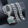 Ciondolo Hip Hop Diamond NFL Football Helmet in lega di alta qualità galvanizzata con catena cubana Hip, ornamento per collana.