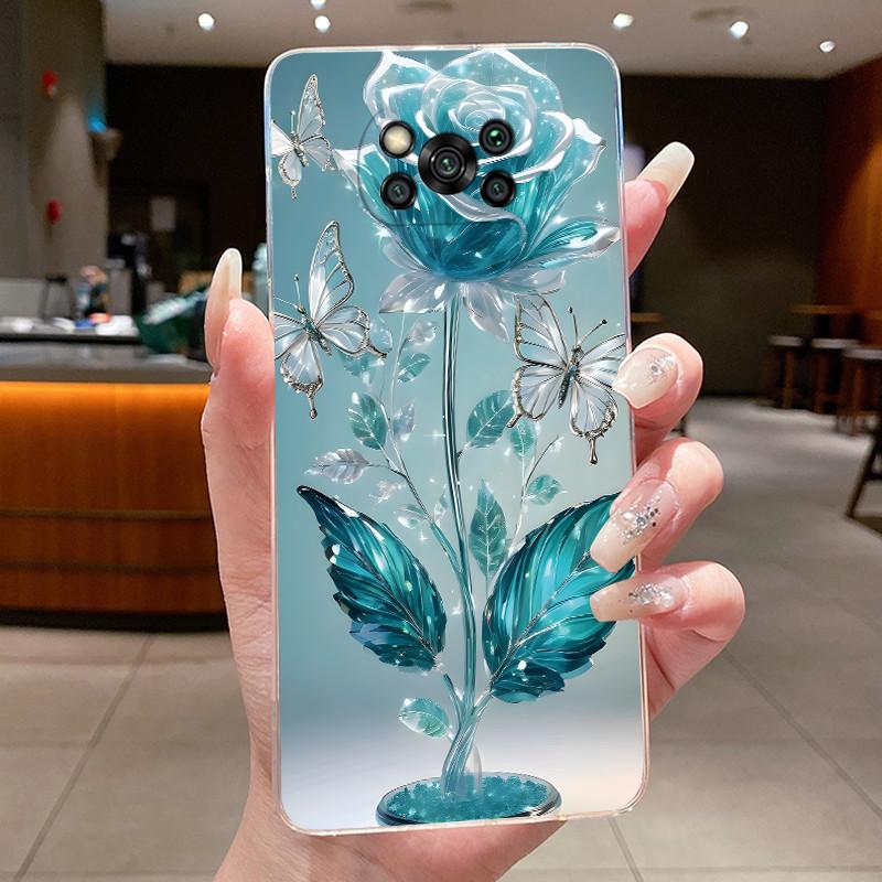 Phone Case For Xiaomi POCO X3/POCO X3 NFC/POCOX3 PRO Fundas Butterfly Bow Protective Casing Transparent Soft Silicone TPU Cover