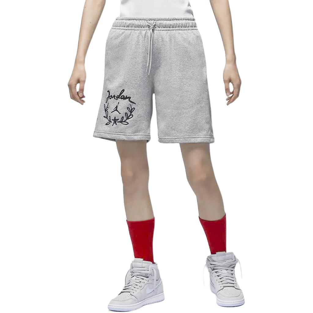 Jordan Brooklyn Fleece Logo Print Drawstring Sports Casual Shorts Women Shorts Gray FN5784-063