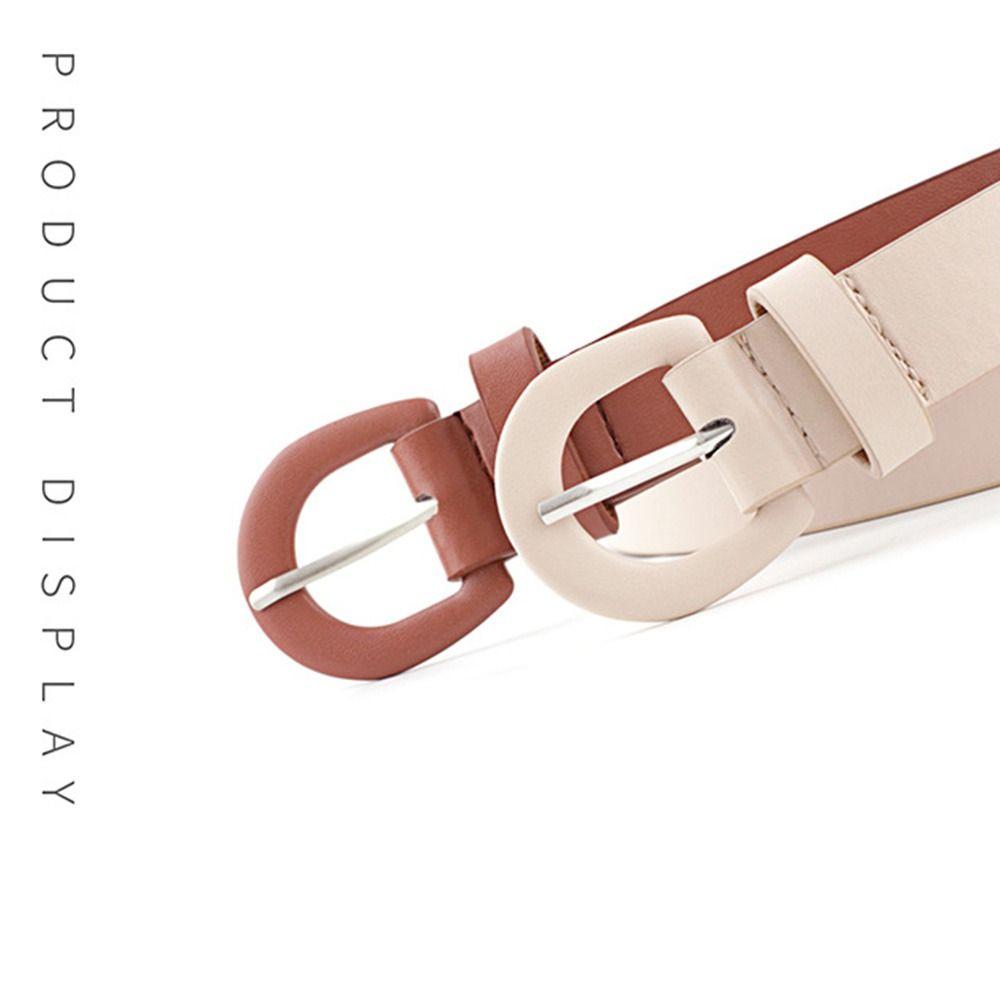 Candy Color Horseshoe Buckle Waistband Trouser Dress Belts Decorative Waist Strap Leather Belt