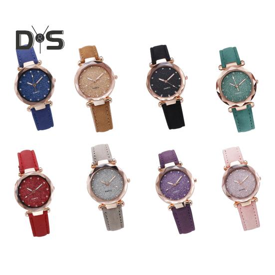 Dam Casual Klocka Strass Rund Urtavla Faux Läderarmband Dam Affär Formell Klänning Kvarts Armbandsur Mode Smycke Tillbehör Födelsedagspresent