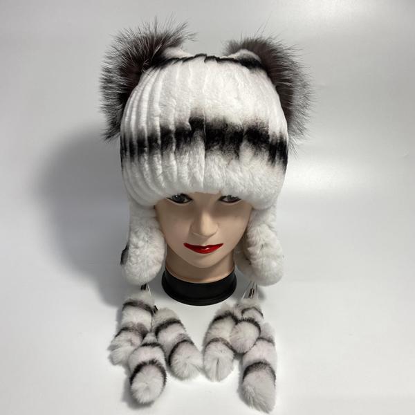 

Женские шапки из натурального кроличьего меха с пушистым хвостом, теплая стильная зимняя шапка One Size