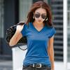 Summer Short Sleeve Women White T-shirt Female V-neck Loose Korean Black Top Za Woman Casual Trend T Shirt
