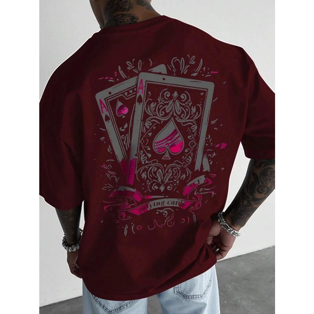 Summer Style Men's T-shirt Street Casual Fashion Comfortable Soft Breathable O-neck Short Sleeve 3D Playing Cards Print Pullover