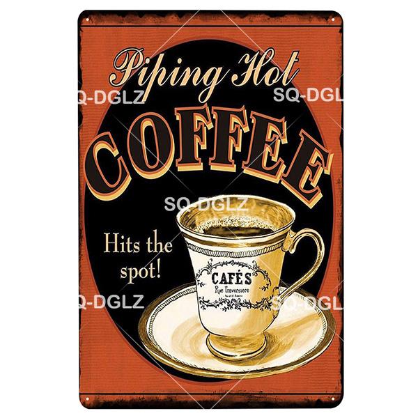 SQDGLZCOFFEE Menu Metal Sign Vintage Plaque Plate Decor For Pub Bar Wall Decor Break Coffee Tin Signs Retro Paris Cafe Poster