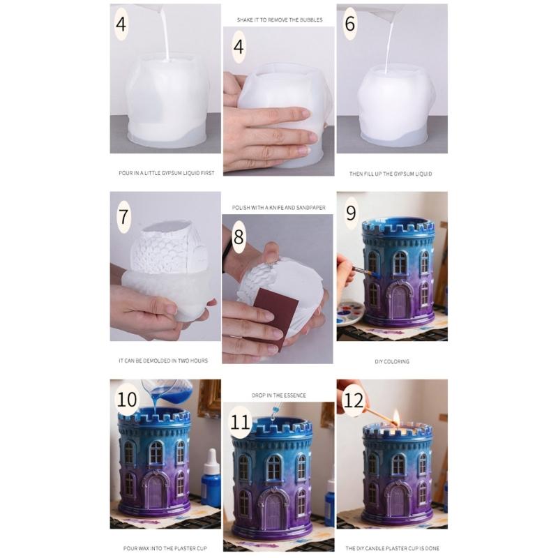 Silicone Planter Molds Castles Shape Crafting Mold for Making Decorative Plant Containers Resin Pieces and Small Holders