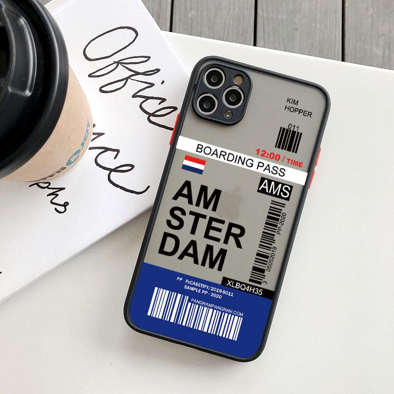 INS Fashion Design New York Seoul Tokyo Boarding Pass Ticket Phone Case for Iphone XS X XR 13 12 11 14 15 Pro Max 7 8 Plus Cover
