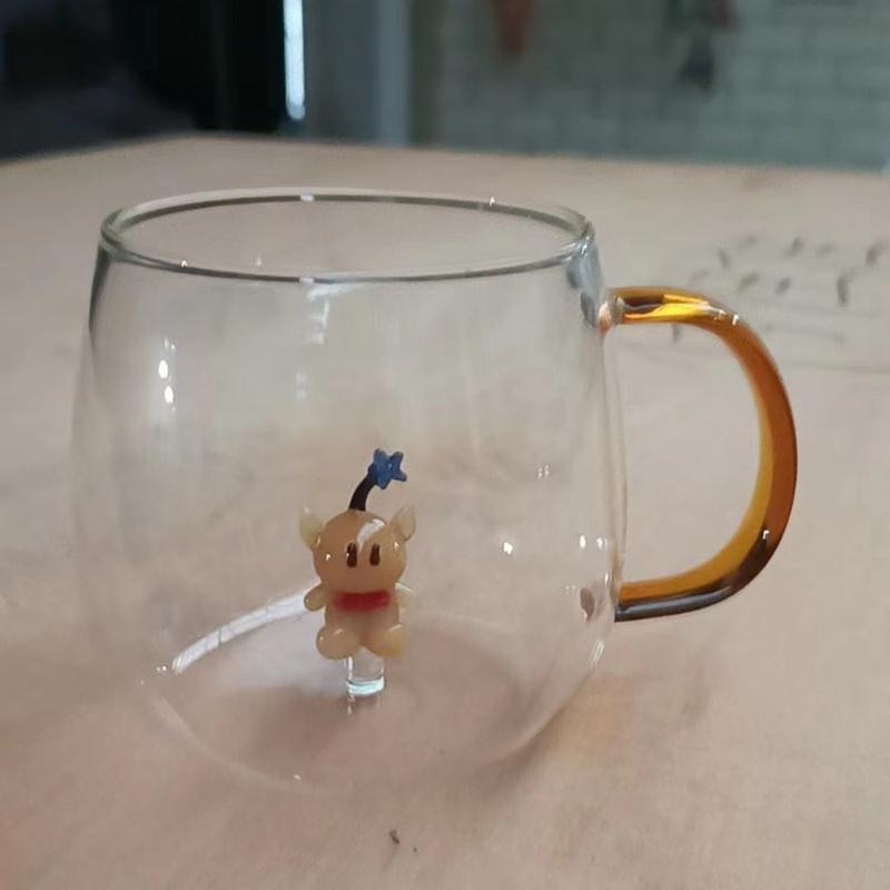 

3D Drinking Glass Cup with Cute Animal Figurine Inside High-Borosilicate Glass Coffee Mug Drinkware for Christmas Birthday Gift 301-400ml