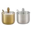 Stainless Steel Sugar Bowl With Transparent Lid Spoon Seasoning Box Multifunctional Kitchen Storage For Spices And More