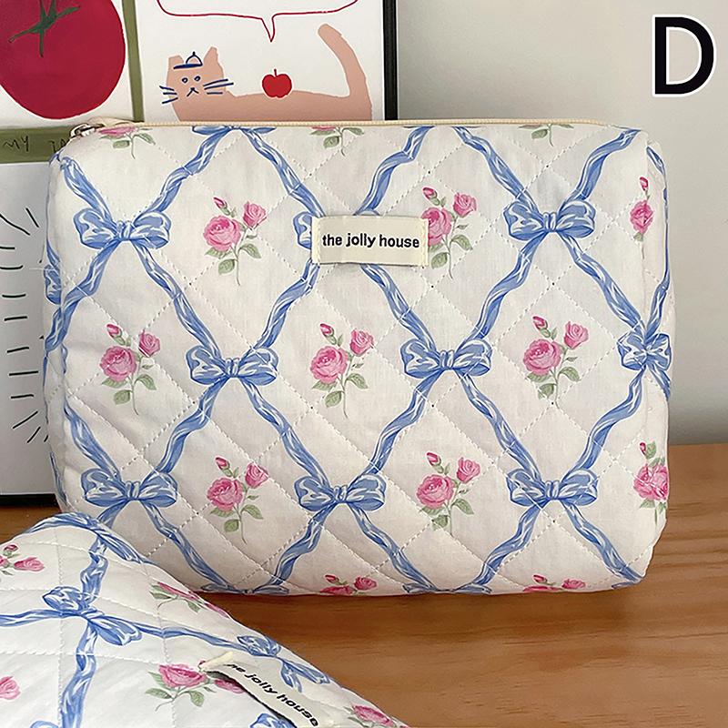 Bow Rose Flower Cosmetic Bag Skincare Makeup Organizer Washing Bag For Travel Cosmetics Storage Bag