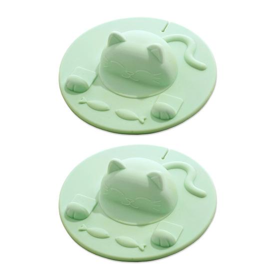 Cat Cup Lid Silicone Cover Heat-Resistant Non-Slip Hot Beverage Lid with Tea Bag Slot Cat Head Shape Microwave Dishwasher Safe Cup Lid