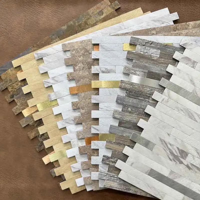 4pcs/lot Mosaic Wall Tile Peel And Stick Self Adhesive Waterproof Aluminum composite rectangle Kitchen Bath Tile Backsplash 118