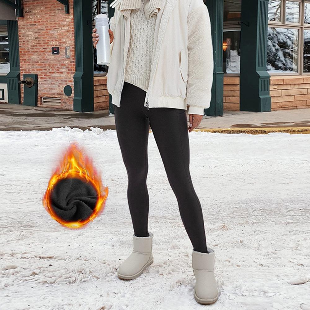 **Leggings da Donna a Vita Alta Foderati in Pile Pantaloni Yoga Tasche Caldi Autunno Inverno Sport**