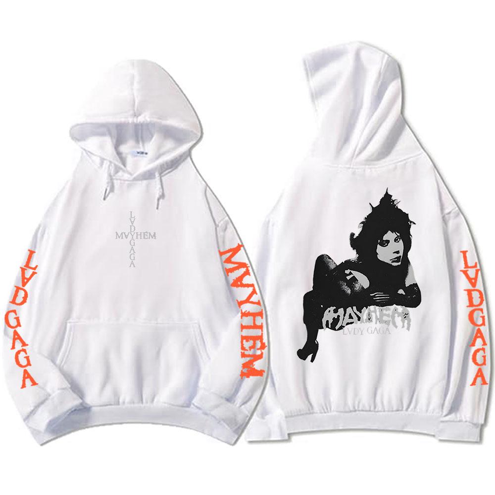 Hooded Pullovers Lady Gaga Mayhem Album Graphic Hoodies Hip Hop Unisex Streetwear Long Sleeve Loose Male Sweatshirts Print Hoody