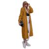 2025 European & American Solid Color Hooded Cable Knit Long Cardigan Sweater for Women