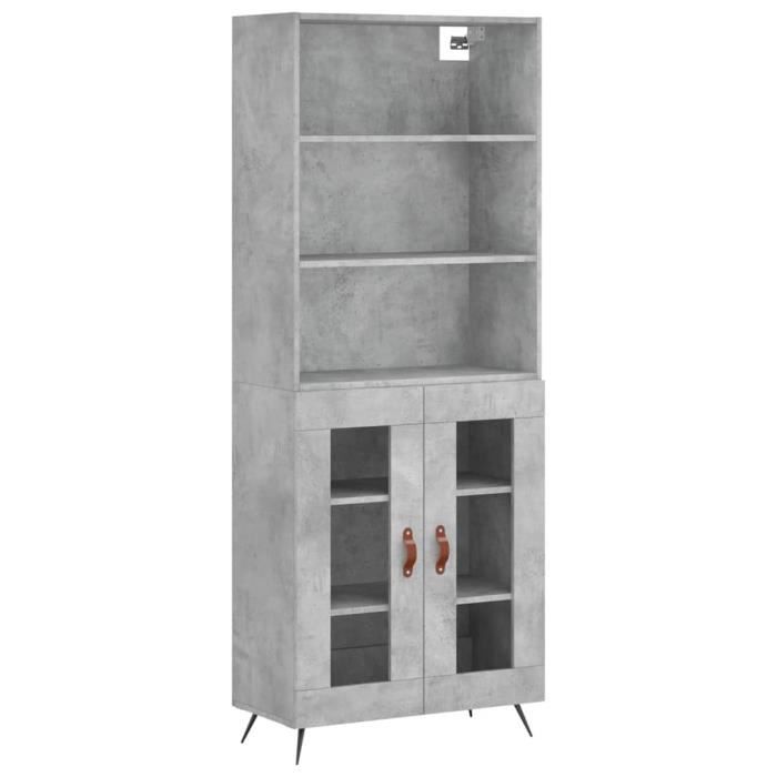 VidaXL Buffet haut Gris béton 69,5x34x180 cm Bois d'ingénierie 3189289