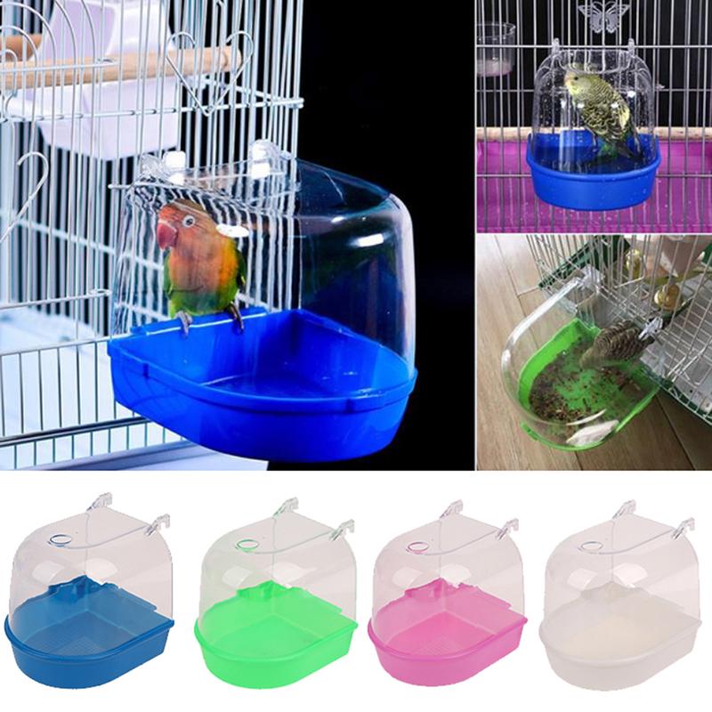 Pet Bird Bathtub Hanging Parrot Bathtub Bird Cage Accessories Bath Shower Box