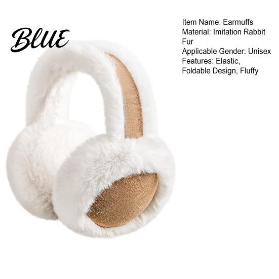 Lightweight Earmuffs Faux Warm Ear Foldable Design Elastic Headband Fur with Plush Fluffy Warmers Exterior