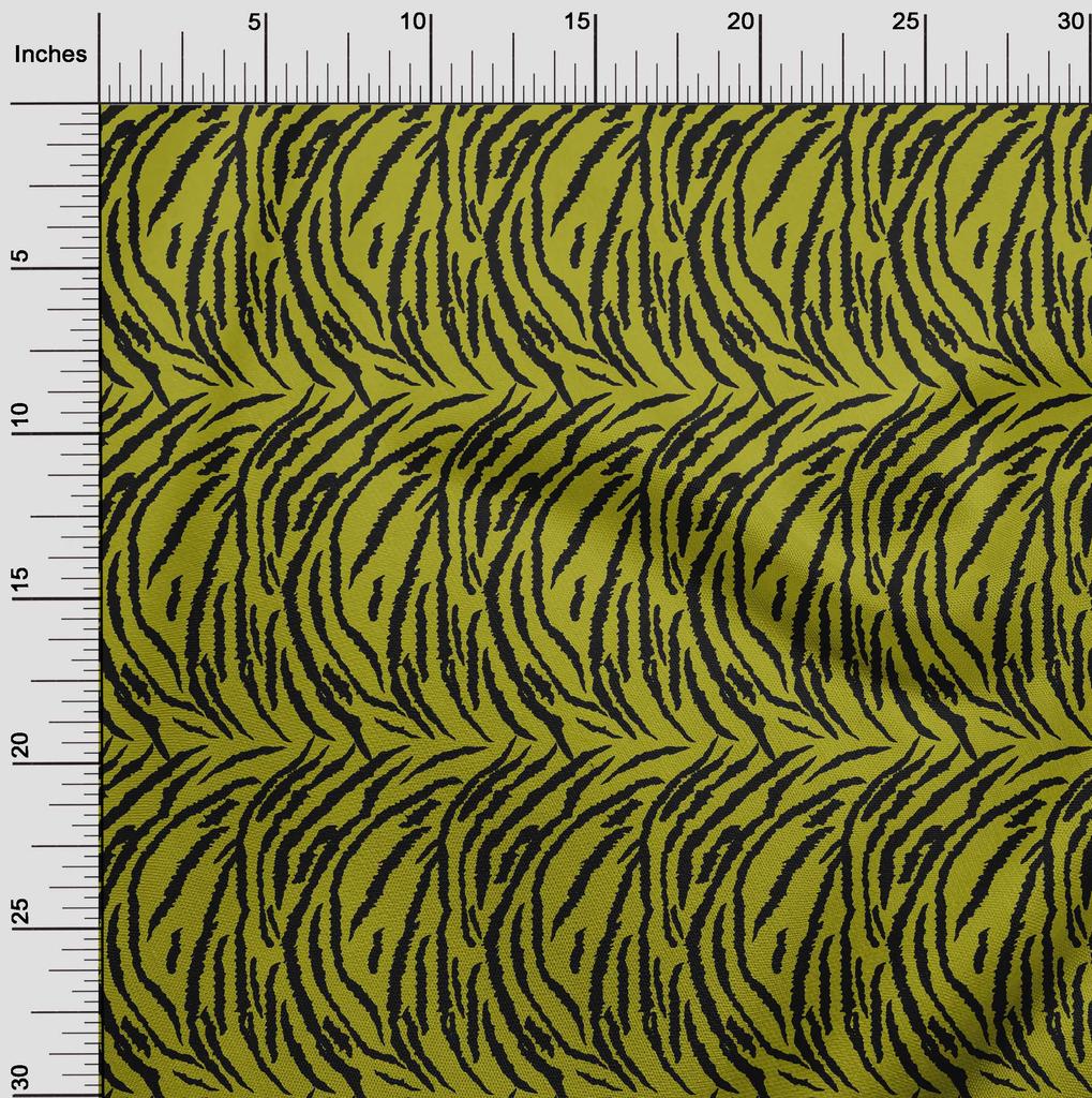 oneOone Cotton Flex Lime Green Fabric Tiger Animal Skin Sewing Fabric By The Yard Printed Diy Clothing Sewing Supplies 40 Inch