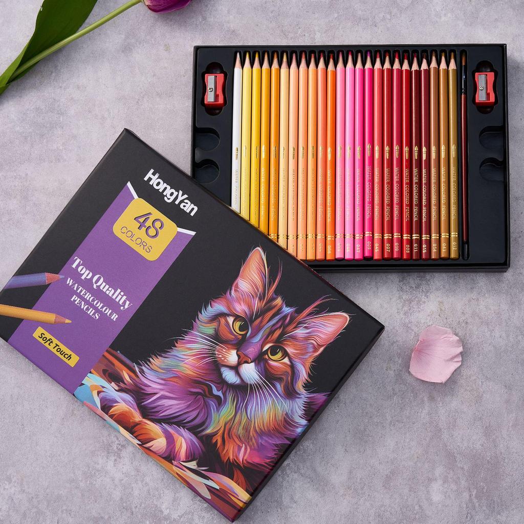 Water-Soluble Colored Pencil Set: 48-72 Colors for Professional Doodling and Hand-Painting