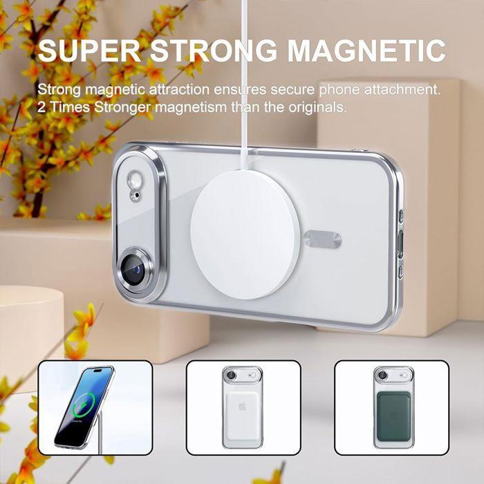 Coque de protection - BOOLING - iPhone Air - Silicone Transparent - Cercle Magnétique - Argenté