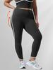 Tight-Fitting Sports Leggings with High Waist and Side White Stripes for Gym Outdoor Cycling Running and Yoga